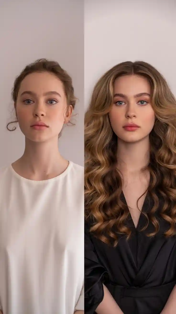 Extensions vorher nachher: Haarverlängerung in Dunkelblond