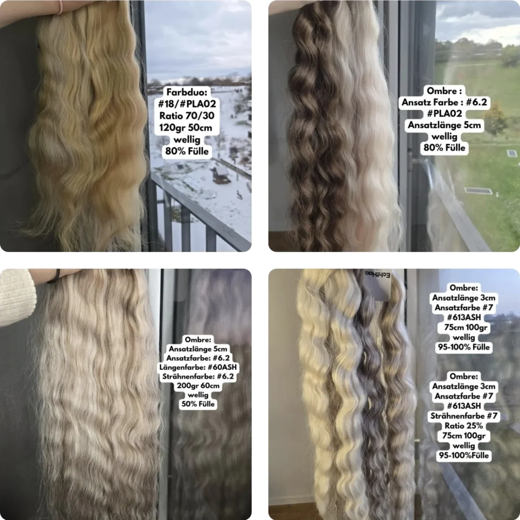 Beispielbilder von bestellten Haarfarben-Kombinationen unserer Kunden