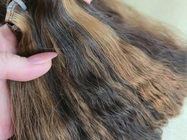Tressen Genius Weft (für dünnes Haar) 50 cm 100 g Farbe Dunkelbraun Karamell Mix