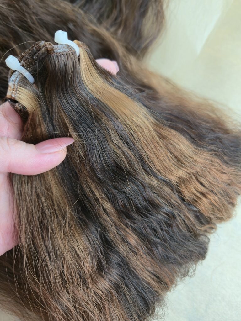 Tressen Genius Weft (für dünnes Haar) 50 cm 100 g Farbe Dunkelbraun Karamell Mix