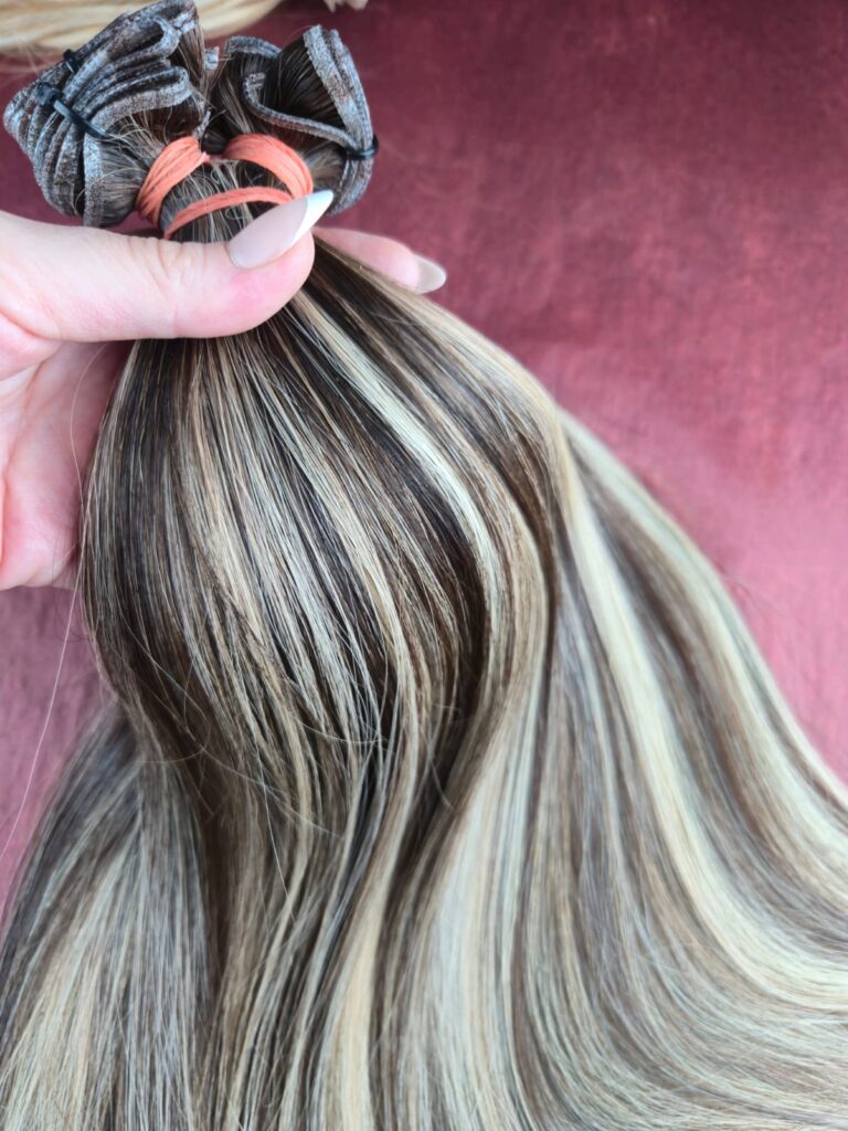 Echthaar Tressen Genius Weft 50 cm 175 g · Balayage Chocolate Brown