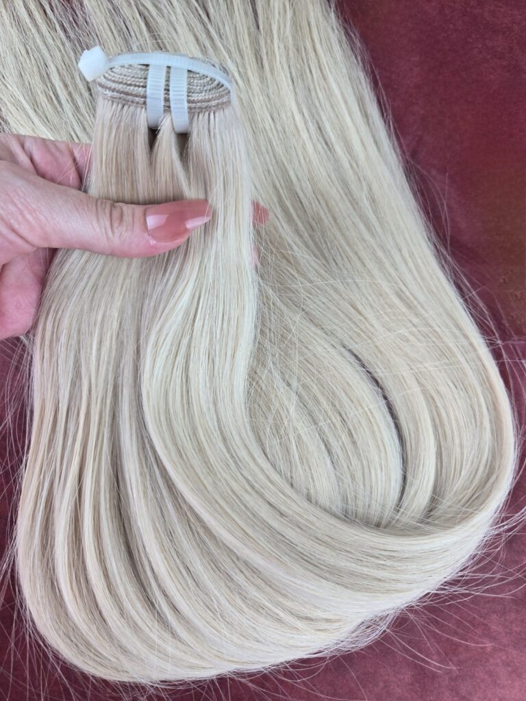 Kühles Cremeblond #60C Echthaar Extensions