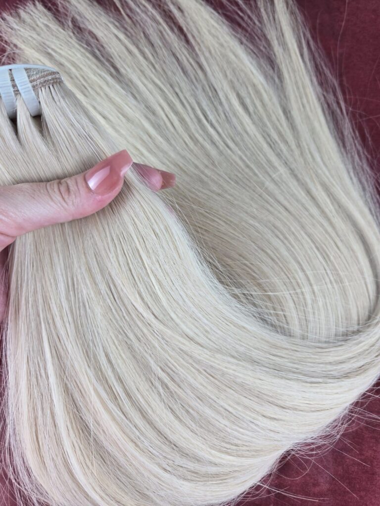 Kühles Cremeblond #60C Echthaar Extensions