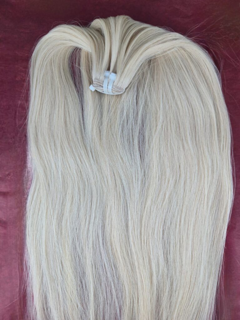 Kühles Cremeblond #60C Echthaar Extensions