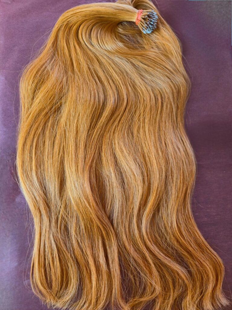 Dunkles Orange Echthaar Extensions